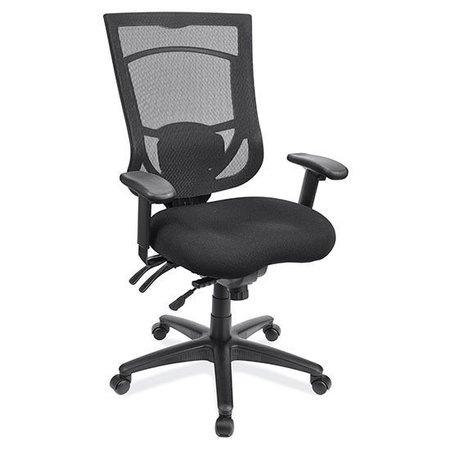 OFFICESOURCE CoolMesh Pro Multi-Function, High Back Chair with Upholstered Seat, Adjustable Arms and Black Frame 8014ASNSFBK